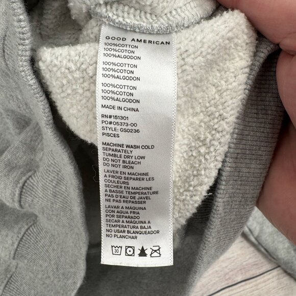 Good American Pisces Fish Logo Crewneck Sweatshirt Women's Size 4 Gray - Picture 7 of 9